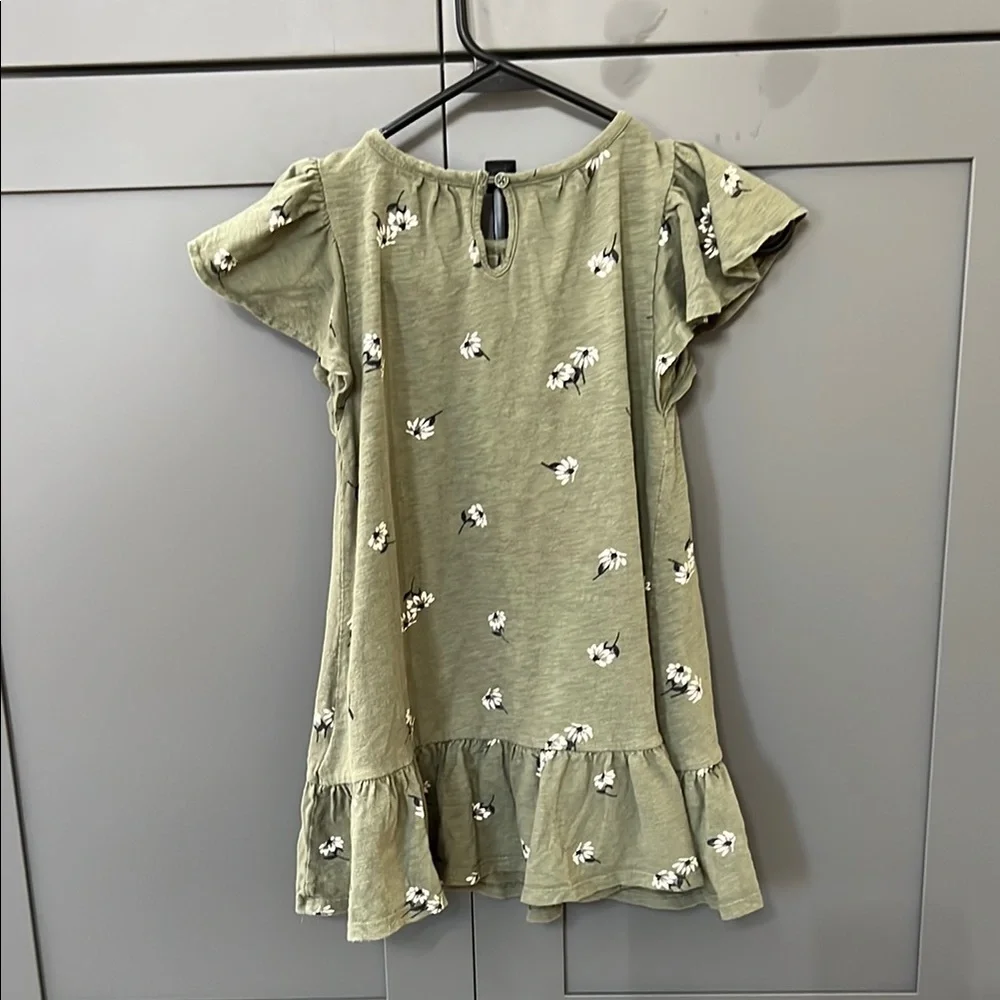 Old Navy Green and White Ruffled A-line Dress